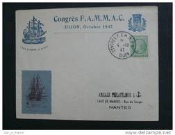 Lettre Avec Vignette Congrès FAMMAC Anciens Marins Bateau Ship Dijon 1947 - Cartas & Documentos