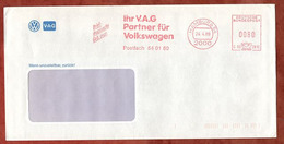 Briefdrucksache, Hasler C50-281C, VAG Volkswagen, 80 Pfg, Hamburg 1989 (78418) - Marcophilie - EMA (Empreintes Machines)