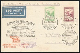 1933 Zeppelin Római útja Légi Levél - Otros & Sin Clasificación