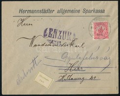 Kolozsvár ~1920 Cenzúrás Levél Helyi Nagyszebenből, Továbbküldve. Signed: Bodor - Sonstige & Ohne Zuordnung