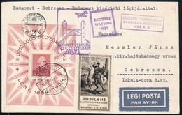 1934 LEHE Blokk Kisérleti Légiposta Járati Levelező Lapon (25.000) - Sonstige & Ohne Zuordnung