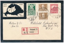 1930 Rendkívül Dekoratív Irredenta Ajánlott Levél New Yorkba, érkezési Bélyegzésekkel - Other & Unclassified