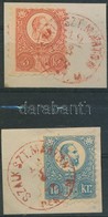 1871 Réznyomat 5kr és 10kr 2 Db Kivágáson Azonos Dátumú Piros Bélyegzéssel  / Mi 10-11 On 2 Cuttings With  Same Date Can - Otros & Sin Clasificación