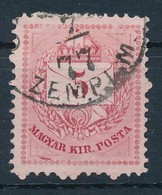 O 1874 5kr A Bal Alsó Háromszög Alatt Látványos Karc (ex Lovász) - Other & Unclassified