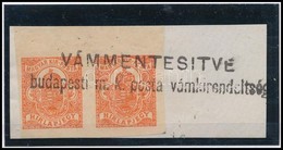 1900 Hírlapbélyeg Pár Számvízjellel / Newspaper Stamp Pair With IV. In Watermark 'VÁMMENTESÍTVE Budapesti M.k. Posta Vám - Sonstige & Ohne Zuordnung