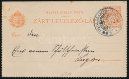 1901 10f Díjjegyes Zárt Levelezőlap PERJÁMOS-VALKÁNY 89 SZ. Vasúti Mozgóposta Bélyegzéssel - Otros & Sin Clasificación