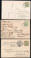 1902-1913 3 Db Képeslap Turul Bérmentesítéssel, Egykörös Bélyegzésekkel - Sonstige & Ohne Zuordnung