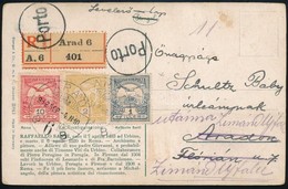 1912 Ajánlott Helyi Képeslap Háromszínű Bérmentesítéssel 'ARAD' Továbbküldve Zimándújfalura + 'Porto' - Sonstige & Ohne Zuordnung