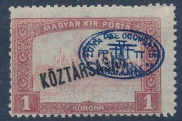 * Debrecen I. 1919 Parlament/Köztársaság 1K Kettős Felülnyomással és Bodor Vizsgálójellel (27.500) - Sonstige & Ohne Zuordnung