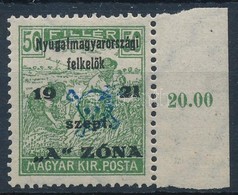 * Nyugat-Magyarország II. 1921 Arató 50f ívszéli, Bodor Vizsgálójellel (9.000) - Sonstige & Ohne Zuordnung