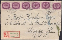 1946 (15.díjszabás) Ajánlott Levél Chicago-ba Budapestről 24x5mP Bérmentesítéssel / Registered Cover To Chicago Franked  - Autres & Non Classés