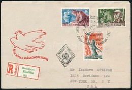 1950 Béke (III.) Sor Ajánlott FDC-n Amerikába - Sonstige & Ohne Zuordnung