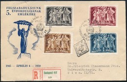 1950 Felszabadulás II. Sor Ajánlott FDC-n Ausztriába - Autres & Non Classés