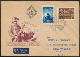 1951 A Néphadsereg Napja (I.) Sor Légi FDC-n Amerikába - Sonstige & Ohne Zuordnung