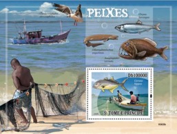 S. TOME & PRINCIPE 2009 - Fishes & Fishing S/s - YT 474, Mi 4047/BL.687 - Sao Tome And Principe