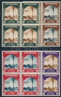 ** 1934 Gyarmati Kiállítás, Nápoly Sor Négyestömbökben Mi 223-234 (2 Bélyegen Apró Betapadás / 2 Stamp With Gum Distruba - Other & Unclassified