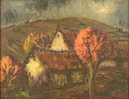 Komlós István (?-?) : Vörösberény. Olaj, Papír-karton, Jelzett, üvegezett Keretben, 28×35 Cm - Altri & Non Classificati