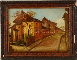 Jelzés Nélkül: Utcarészlet, Olaj, Fa, üvegezett Fa Keretben, 17×23 Cm - Altri & Non Classificati