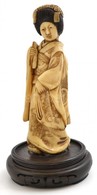 Gésa Figura, Műgyanta, Fa Talapzaton, Jelzés Nélkül, M:13,5 Cm - Otros & Sin Clasificación