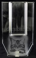 Erwin Weber Design Lézer Gravírozott Cicás Váza, Jelzett, Hibátlan, Eredeti Dobozában, M:25 Cm - Glas & Kristal