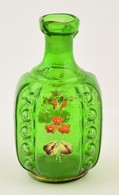 Cca 1800 Antik Fújt üveg Virágmintás Kancsó, Füle Hiányzik, M: 14 Cm - Vetro & Cristallo