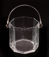 Üveg Jégtartó, Fém Füllel, Kopásnyomokkal, M: 12 Cm, D: 12 Cm - Glas & Kristall