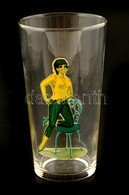 Retró Pohár, Matricás, Apró Kopásokkal, M: 13,5 Cm - Glas & Kristal