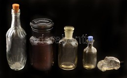 5 Db Kis üvegcse (gyógyszertári, Parfümös, Stb.), Hibákkal - Vetro & Cristallo