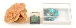 3 Db ásvány: Malachit ( 2db 1,5-4 Cm) , Sivatagi Rózsa (7,5×6 Cm), - Sonstige & Ohne Zuordnung