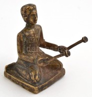 Kambodzsai Zenész Figura, Réz, M: 6,5 Cm - Andere & Zonder Classificatie