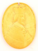 'K. J.' Monogramos Egyházi Csontfaragvány, Kis Sérüléssel, 6,5×4,5 Cm - Altri & Non Classificati