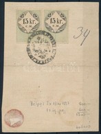 1869 2x15kr CM Okmánybélyeg Igazolólapon / Document Stamps On Id - Non Classificati