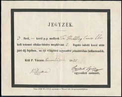 1854 Vác, Jegyzék Holttest Elszállítására Kifizetett Pénzről - Ohne Zuordnung