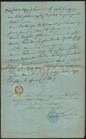 1869 Pest Város Törvényszéki Jegyzője által Aláírt Okmány, 50 Kr Okmánybélyeggel - Non Classés