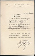 1899  A Francia Neurológiai Társaság értesítője Azonosítatlan Személy Részére, Annak Külföldi Levelező Taggá Választásár - Non Classés