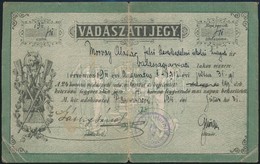 1911 Balassagyarmat, Vadászati Jegy, Hajtott / Hunter Ticket, With Fault - Zonder Classificatie