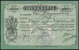 1912 Horvát Vadászjegy - Lovna Karta / Croatian Hunter Licence - Ohne Zuordnung