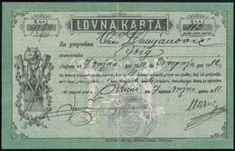 1912 Horvát Vadászjegy - Lovna Karta / Croatian Hunter Licence - Zonder Classificatie