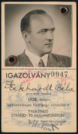 1938 Fényképes Belépő Igazolvány A Palatinus Strandfürdőbe, 2 Hónapnyi Bélyegzéssel - Zonder Classificatie