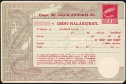 Cca 1940 Halászjegy  Típ 14. / Fishing Licence - Ohne Zuordnung