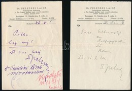 1946 Bp., Dr. Peleskei Lajos Belgyógyász által Kiállított 2 Db Recept - Zonder Classificatie
