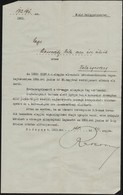 1923 Hivatalos Levél Rakovszky Iván Belügyminiszter Saját Kezű Aláírásával. - Other & Unclassified