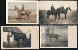 Cca 1910-1930 4 Db Lovas Fotó, 9×12 és 14×9 Cm - Altri & Non Classificati