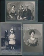 Cca 1900 Portrék, 3 Db Keményhátú Fotó Antonio D'Ancona Fiumei Műterméből,16×11 Cm - Andere & Zonder Classificatie