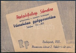 Cca 1930 Patakfalby Sándor Városháza Gyógyszertára Bp., VIII. Receptboríték - Publicités