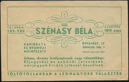 Vitéz Szénásy Béla Papírháza és Nyomdai Műintézete Budapest IV. Papírboríték - Reclame