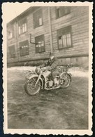 1940 Katona Oldalkocsi Motoron, Fotó, 9×6 Cm - Autres & Non Classés