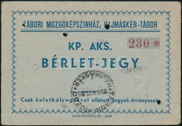 1938 Hajmáskér-Tábor, Tábori Mozgóképszínház Bérletjegye Felhasználási Pecsétekkel, Szép állapotban - Other & Unclassified