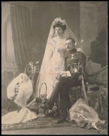 Cca 1900 M. Kir. Honvédség Tisztjének Esküvői Fényképe Katonai Ruhában. Ázott Keményhátű Fotó 20x24 Cm - Altri & Non Classificati