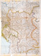 Cca 1915 Szerbia Térképe. Hajtásoknál Kis Szakadásokkal 100x75 Cm - Autres & Non Classés